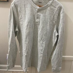 Gray Long Sleeve Henley Shirt